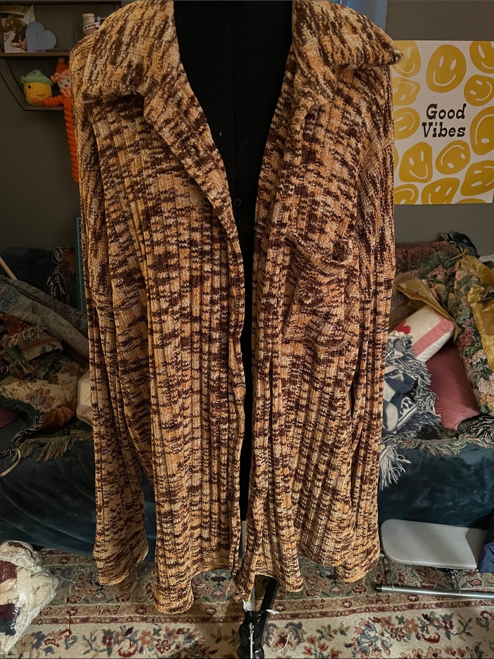 Cozy Marled Brown Knit Women's Cardigan